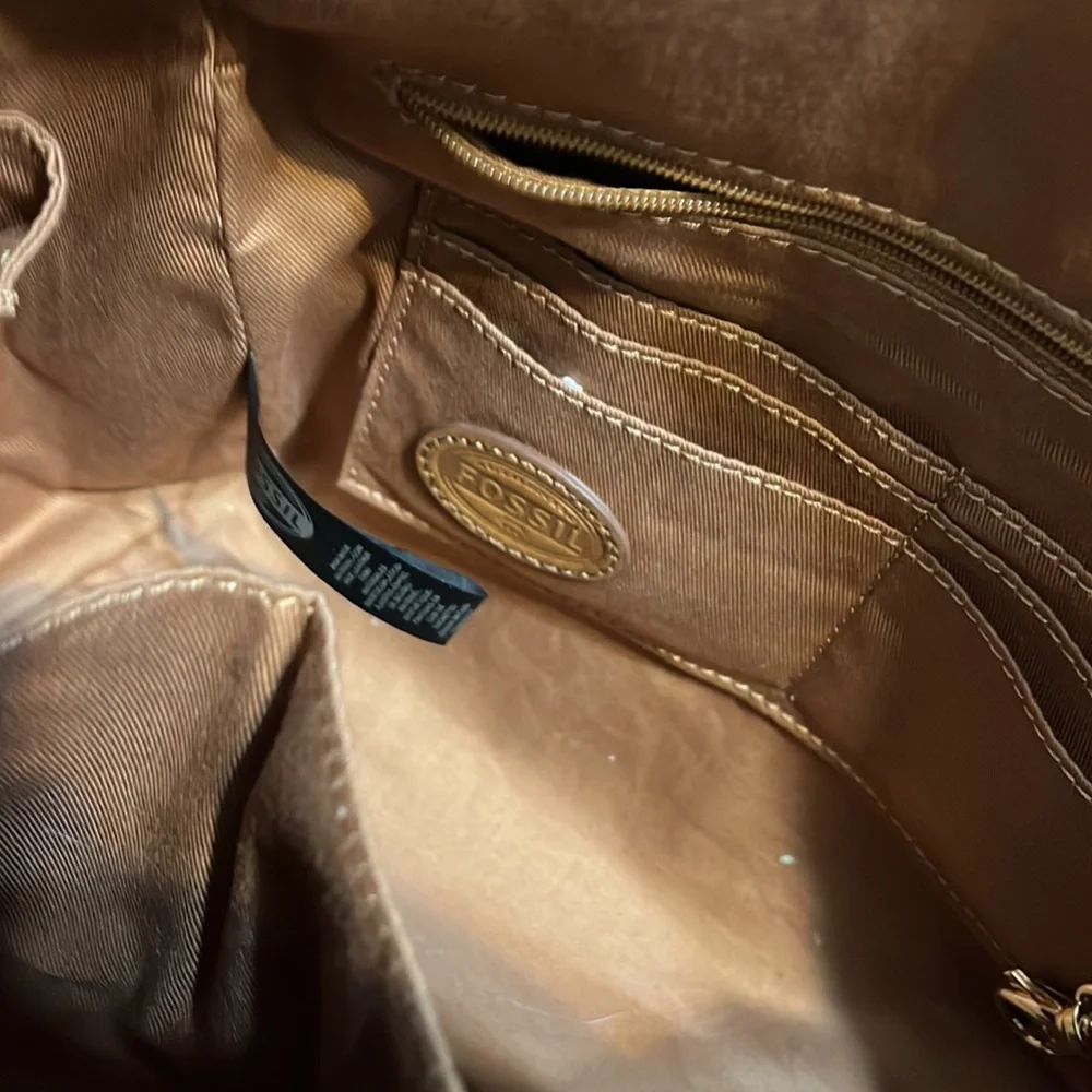 Fossil Black and White Polka Dot Bag with Tan Accents - Picture 5 of 14